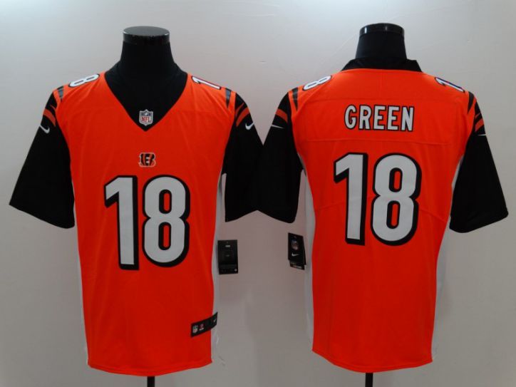 Men Cincinnati Bengals 18 Green Orange Nike Vapor Untouchable Limited NFL Jerseys